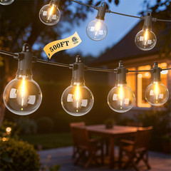 50FT Solar String Lights Outdoor Waterproof IP65 with Usb-Charging , Solar Power
