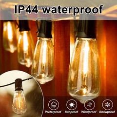 Outdoor Led String Light Plug in 50FT LED Lights with 25 Bulbs ST38 Shatterproof