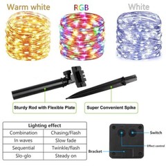 Outdoor 39ft 100 LED Solar Powered String Lights, Waterproof Copper Wire Light