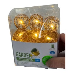 Metal Thread Copper Rose Gold Globe LED String Light 10 Ct Round Balls