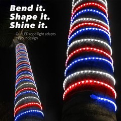 USA RWB 8-Mode LED Outdoor Waterproof Rope Light 10′ 25′ 50′ 100′ 150′ 300’ft