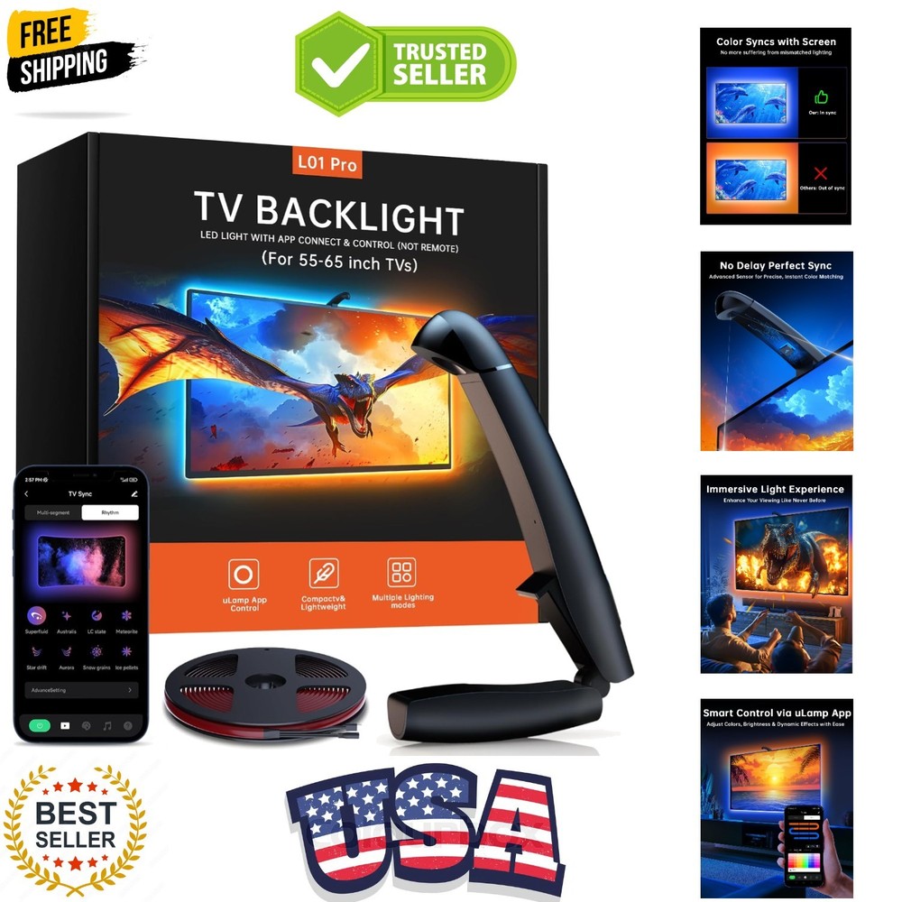 TV LED Backlight with Sensor, 14.7ft Cuttable RGB Lights That Change with TV …