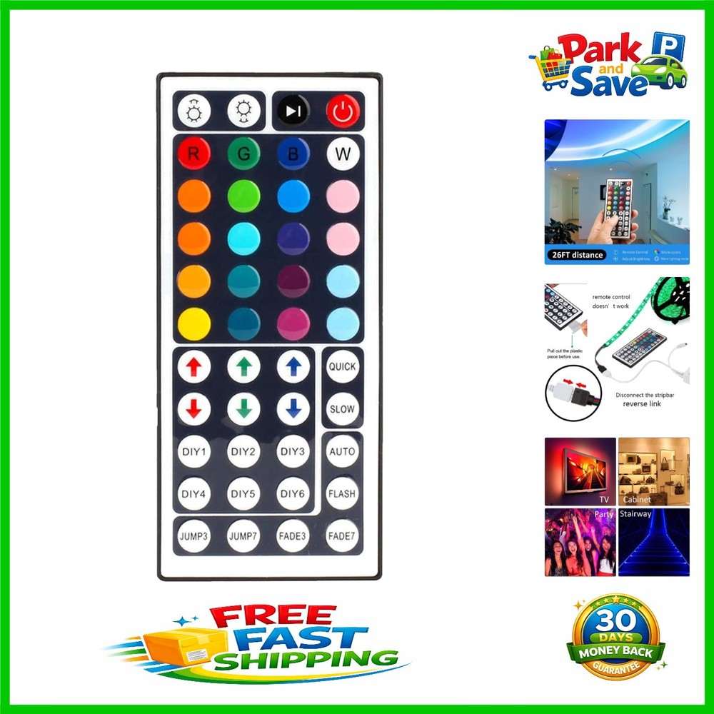 Dynamic 44 Key RGB Remote Control for LED Light Strips – Wireless & Versatile