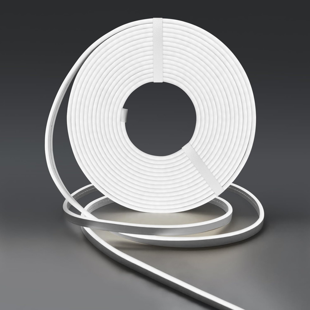 White Led Strip Lights, 16.4Ft/5M Neon Rope Light, 12V 6000K Flex Waterproof Neo
