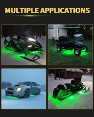 YM E-Bright Green Led Strip Lights for Cars, 10.6 inch 4-Pack Green,