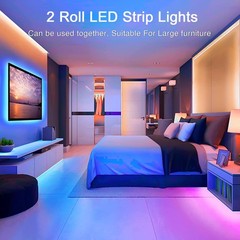 LED Strip Lights 100ft 50ft Music Sync Bluetooth 5050 RGB Room Light with Remote