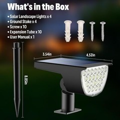 Solar Lights Outdoor Waterproof IP65, 76 LED 3 Lighting Modes Solar Spot Ligh…