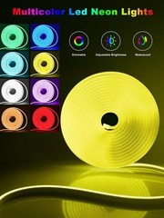 100Ft LED Neon Rope Lights with App and Remote Control, IP65 Waterproof Neon Str