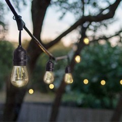 Sterno Home Waterproof Outdoor LED String Lights For Patio, Black, 48 Feet