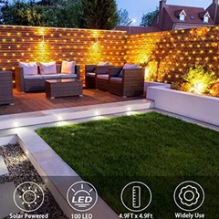 Solar Powered Net Lights for Tree Fence Wall Roof Backyard Christmas Decor