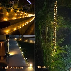 Solar Rope Light Waterproof IP65 39FT 100LEDs Outdoor LED Warm White 100 LED