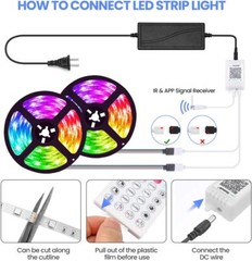 LED Strip Lights 5050 RGB DIY Light Bar TV Room Music Sync Color IR Remote Decor