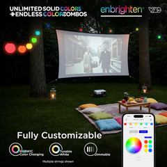 Vibe Sphere 57Ft Outdoor String Lights, 12 RGBWIC Bulbs, Smart App Compatible