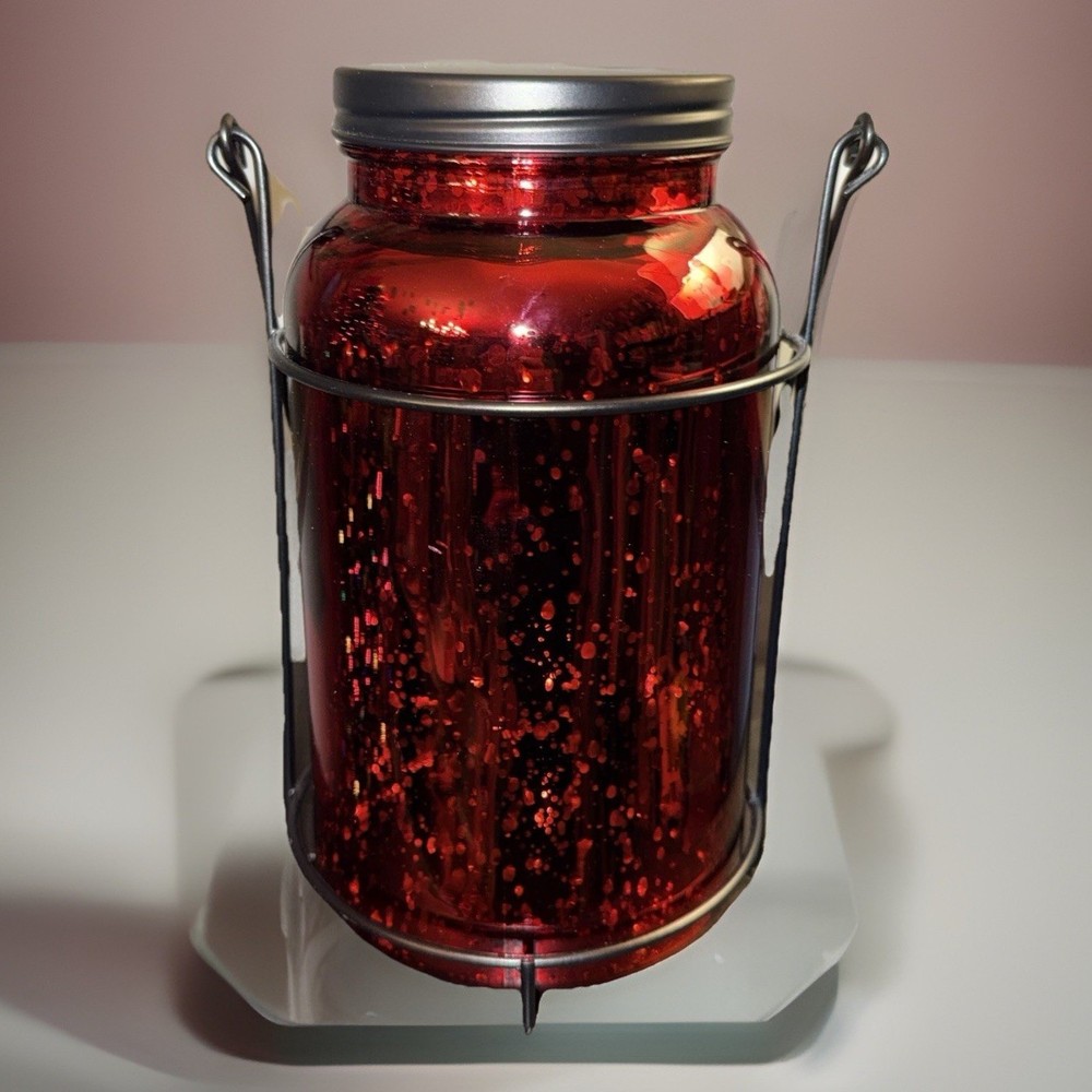 OB 8″ Red Mercury Glass Lighted Hanging Jar/Lantern – Never Used