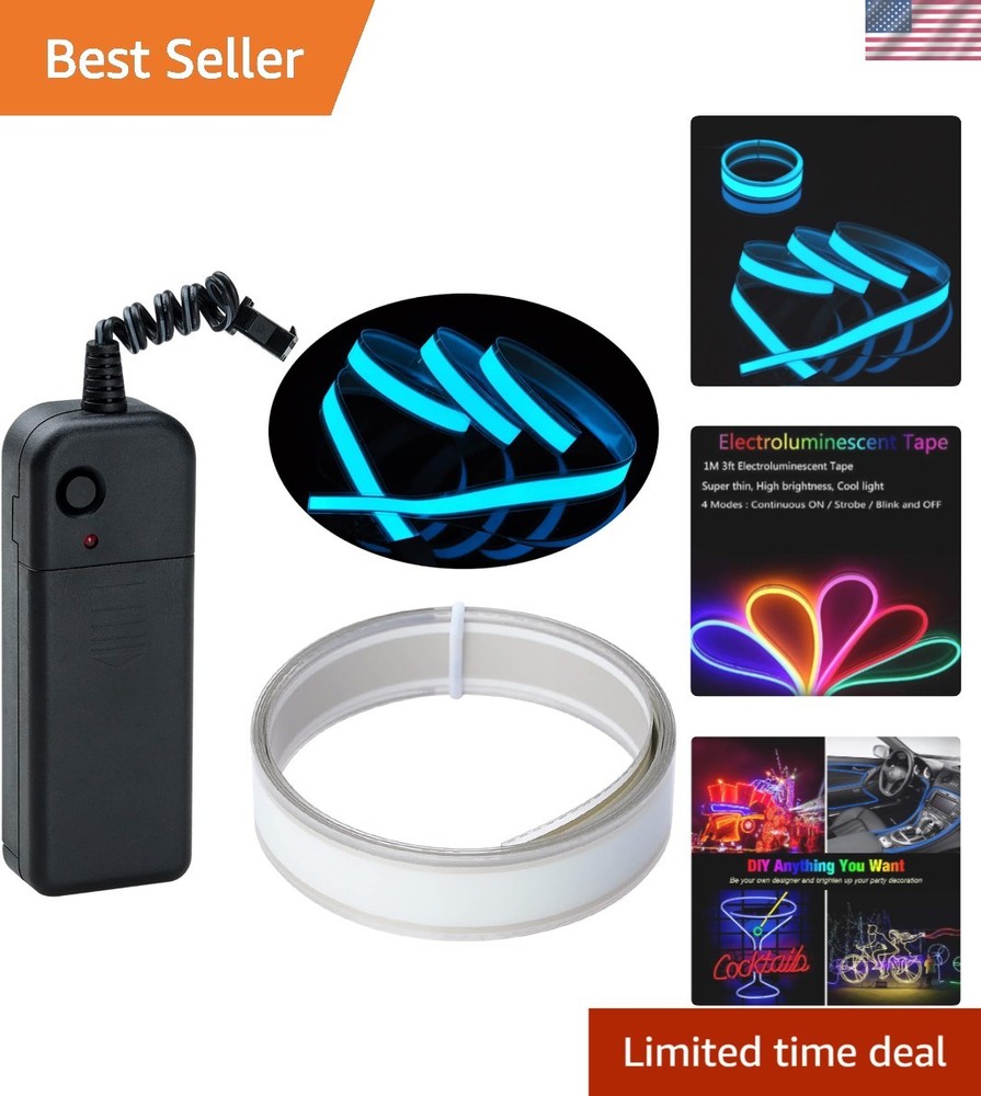 Ice Blue 3Ft Waterproof Neon EL Tape – Safe Lighting for Kids & Winter Festivals