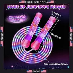 Led jump rope for kids and girls flashing colorful light up skipping rope
