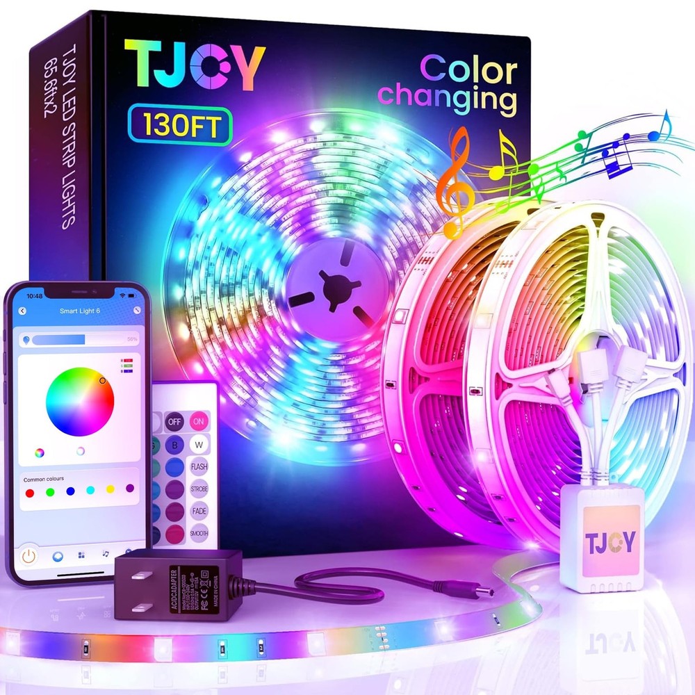 TJOY 130ft Bluetooth LED Strip Lights, RGB 130 ft App, Multicolor