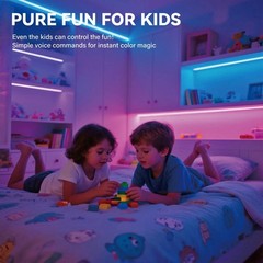 AI Voice Activated Led Lights Strip, Indoor Kids Bedroom Night Lighting RGB I…