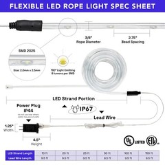 Orange 8-Mode LED Outdoor Waterproof Rope Light 10′ 20′ 25′ 50′ 100′ 150′ ft