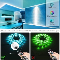 TJOY 100 ft LED Strip Lights with 44 Key Remote, 100ft, Multicolor