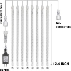 LED Meteor Shower Rain Lights Outdoor Connectable Raindrop Holiday Decor 8 Tubes