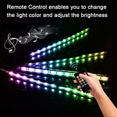 Car RGB 48 LED Light Strip Interior Atmosphere Neon Lamp Remote Control for Car