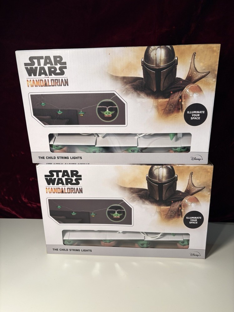 TWO Star Wars Mandalorian Grogu Baby Yoda String Lights The Child Disney+ NEW