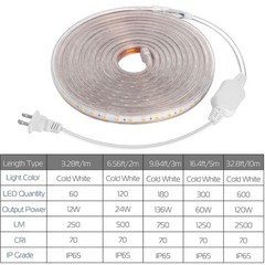 5050 LED Strip Light Flexible Tape Lighting Rope Home Outdoor With US Plug 110V