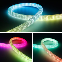 WS2812B WS2811 DC5V Round Reticulate Pattern Neon LED Strip 50Leds/m Tape IP67