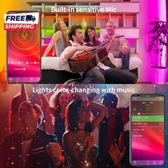 100Ft Led Strip Lights RGB Music Sync Color Changing Led Lights with Smart App C