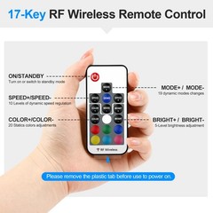 RGB LED Controller 5V~24V 12A with 17~Key RF Remote for Strip Lights