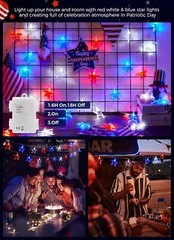 Energy-Saving 6FT Waterproof Independence Day Star String Lights – 30 LEDs