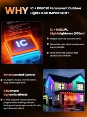 Permanent Outdoor Lights 200ft W/100 LED Smart IC+RGBCW APP + Remote Control NEW