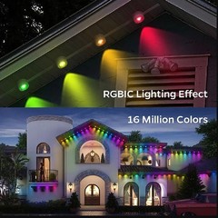 30M RGBIC Smart Eaves Lights Outdoor IP67 Waterproof APP Remote Roof House Decor