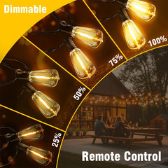 100FT Solar String Lights Outdoor Waterproof with Remote & Timer, LED Shatterpro