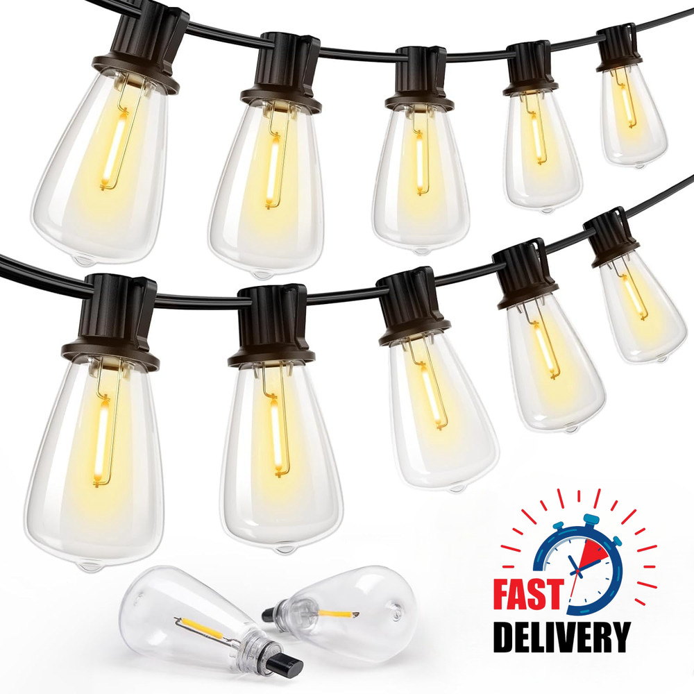 Outdoor Led String Light Plug in 50FT LED Lights with 25 Shatterproof 2700K ST38