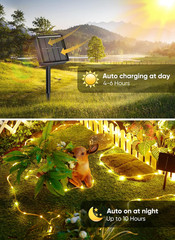 Solar Rope Lights, 39FT 100LED Outdoor Solar String Lights, IP65 Waterproof Sola