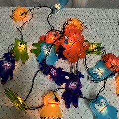 2007 Whimsical Colorful Character String Lights Kids Home Decor 20 Lights Works
