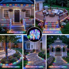 39FT Solar Rope Lights Outdoor Waterproof LED PVC Tube Fairy String Light Garden