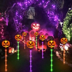 12 Luces Solares Calabaza – Estacas Halloween Exterior, 8 Modos, Multicolor