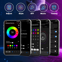 Outdoor Led Strip Lights Waterproof IP68, RGB Outdoor Led Lights with Button & B