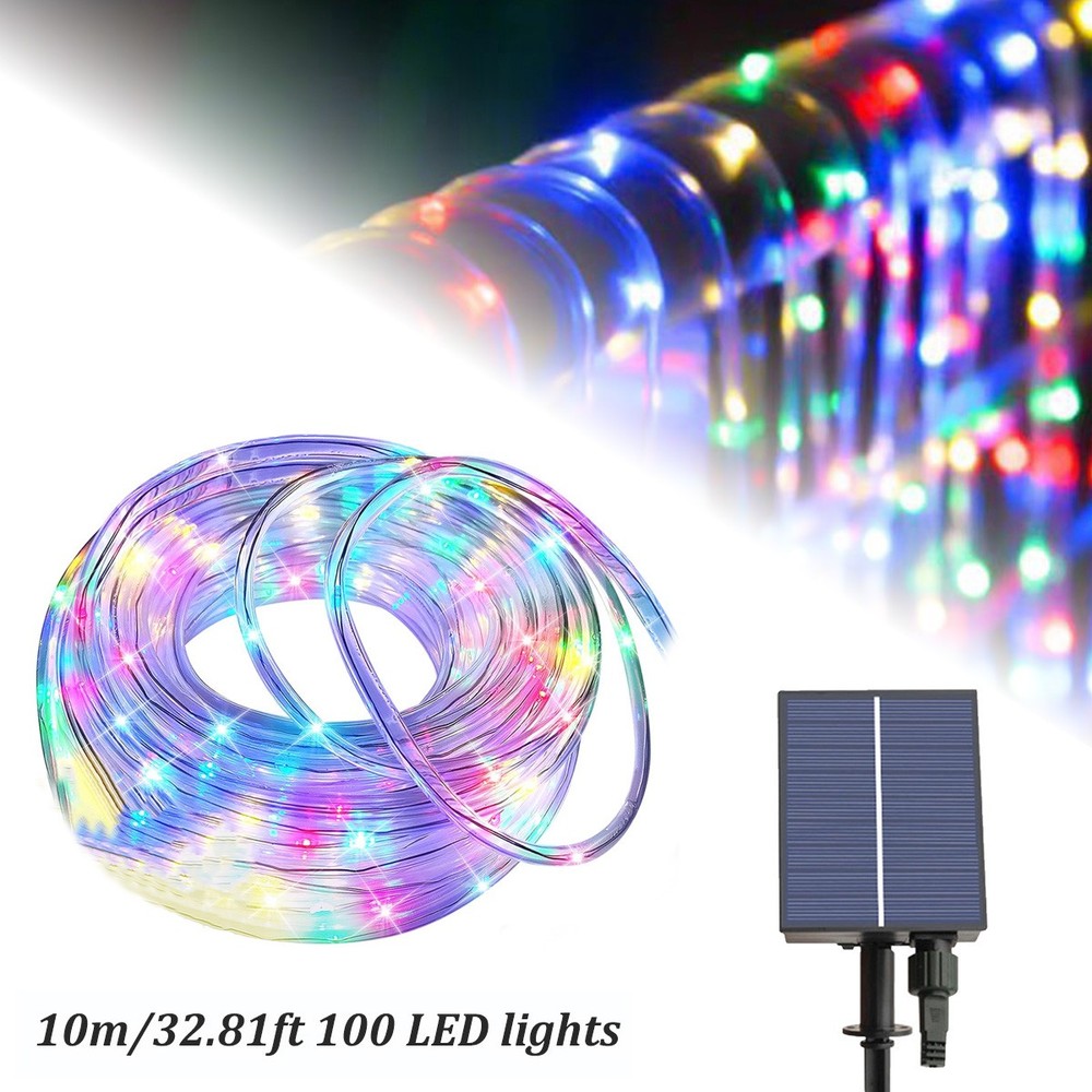 100/200 LED Solar Rope Tube String Fairy Lights Strip Waterproof Outdoor Garden