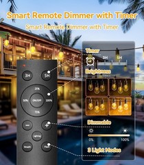 Outdoor String Lights Patio LED Light Outside 50Ft 15M Waterproof Remote