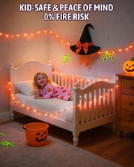 Halloween String Lights Battery Operated, Orange Lights with Timer Waterproof 16