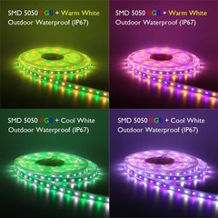 Bluetooth RGB+W 60M 50M 40M 30M 20M 10M RGBW LED Strip Light Waterproof 12V PSU