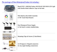 Black PCB 40M 30M 20M 10M 60LEDs/M WiFi Music Sync LED RGB Strip Light 12V PSU