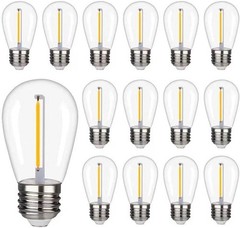 Waterproof S14 LED Light Bulbs Outdoor String Lights Replacement E26 Base 15Pack