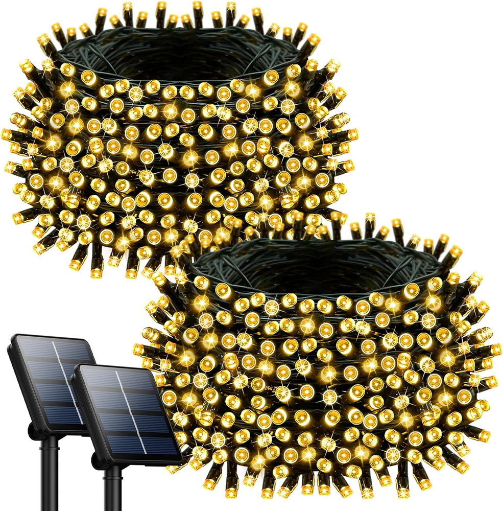 2 Pack Solar String Lights Outdoor Waterproof, 72FT 200 LED Solar String Lights
