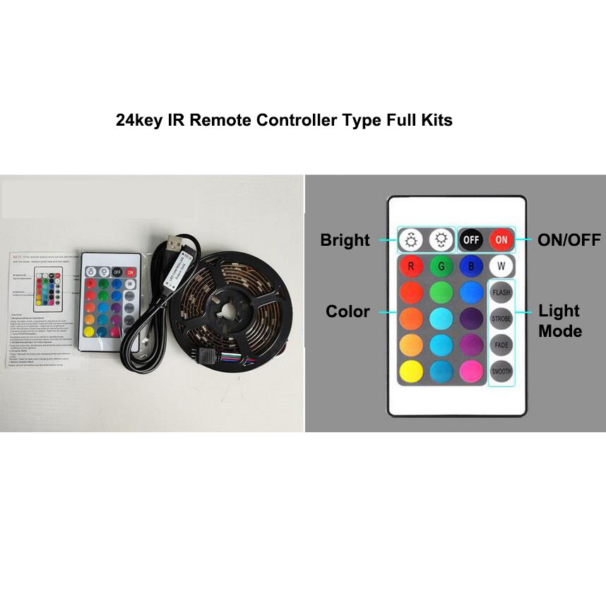 1-5M 5V USB 5050 RGB Color Changing LED Strip Lights TV PC Back Light Controller