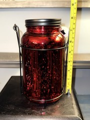 OB 8″ Red Mercury Glass Lighted Hanging Jar/Lantern – Never Used